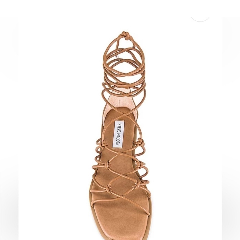 Steve Madden Ainsley Ankle Wrap Tie Tan Sandals -Size 9
